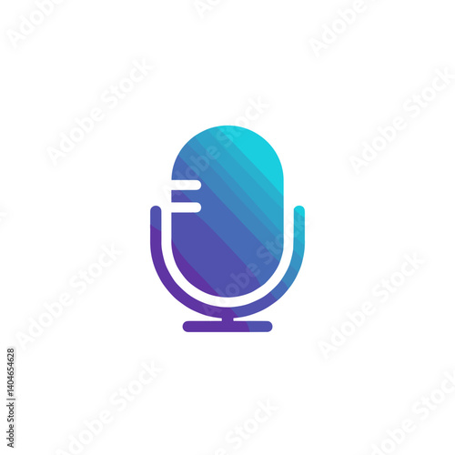 Modern microphone illustration in gradient blue and purple colors  