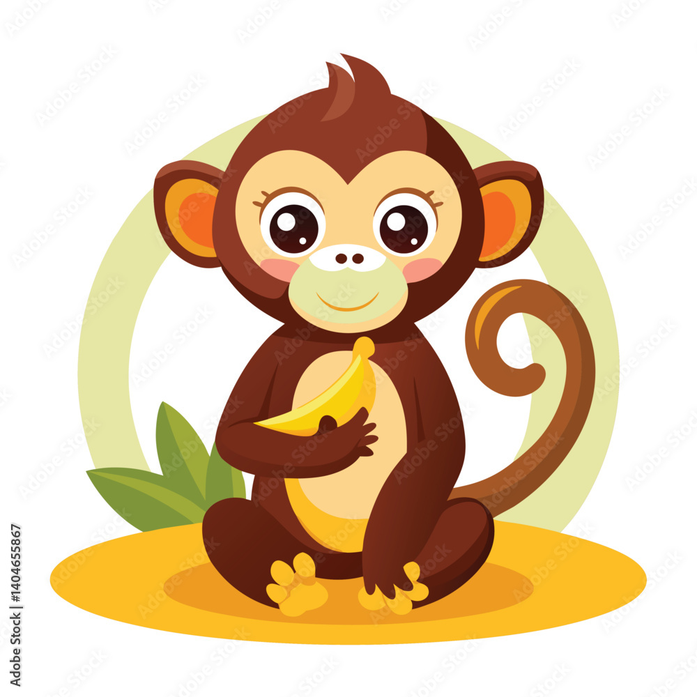 Obraz premium monkey with a bananna vector 