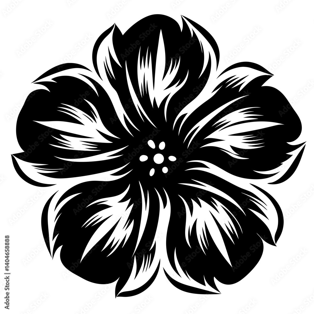Obraz premium Bold Black and White Floral Illustration Artistic Flower Design Graphic Image