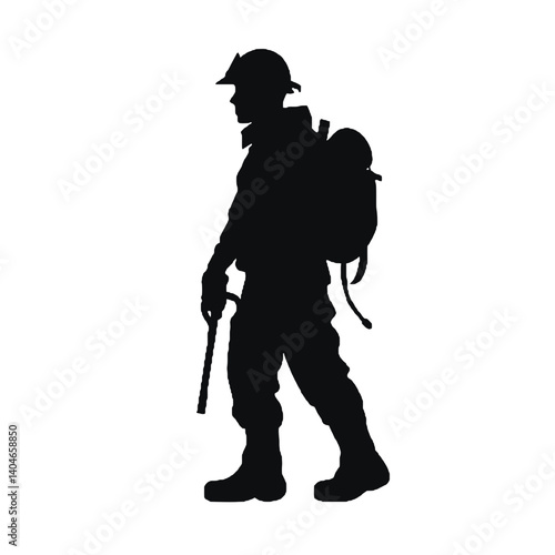 Silhouette de pompier isolée - illustration vectorielle