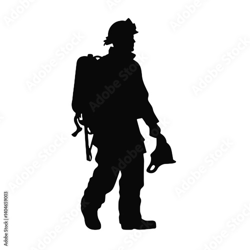 Silhouette de pompier isolée - illustration vectorielle