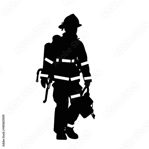 Silhouette de pompier isolée - illustration vectorielle