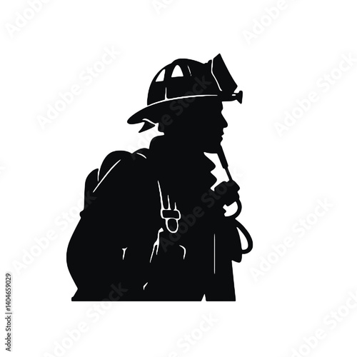 Silhouette de pompier isolée - illustration vectorielle