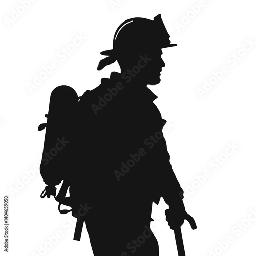Silhouette de pompier isolée - illustration vectorielle