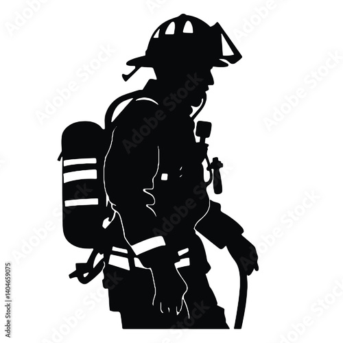 Silhouette de pompier isolée - illustration vectorielle