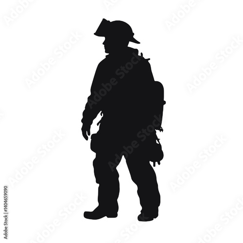 Silhouette de pompier isolée - illustration vectorielle