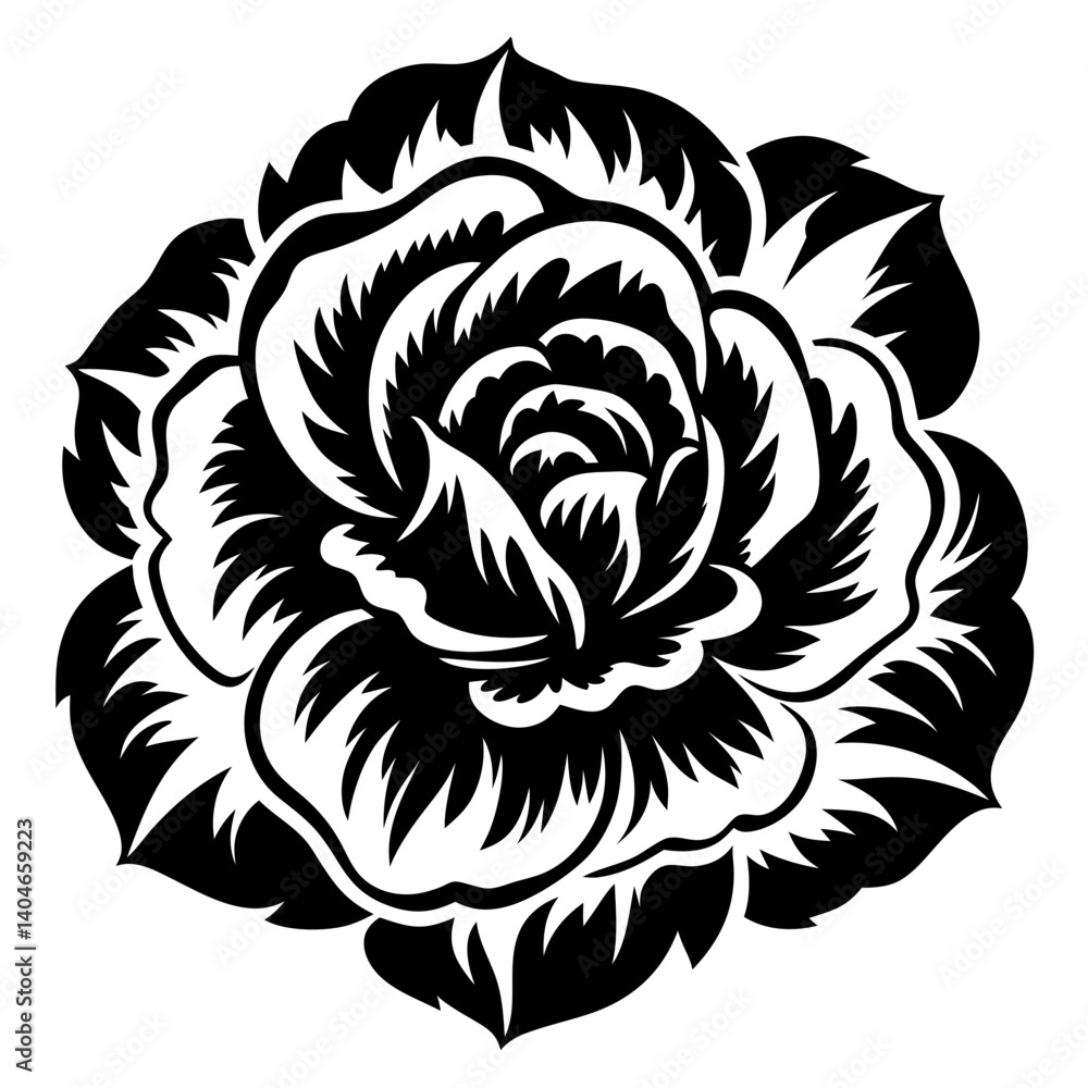 Fototapeta premium A Stunning Black and White Rose Illustration A Bold Graphic Design Element