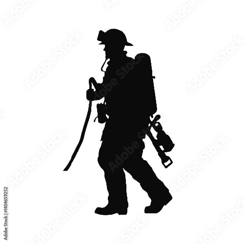 Silhouette de pompier isolée - illustration vectorielle