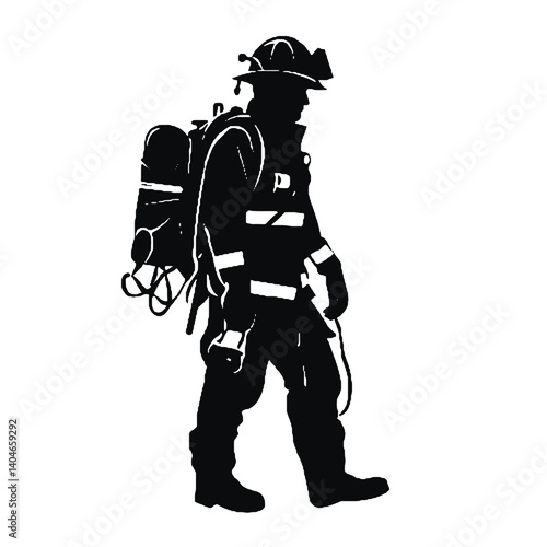Silhouette de pompier isolée - illustration vectorielle