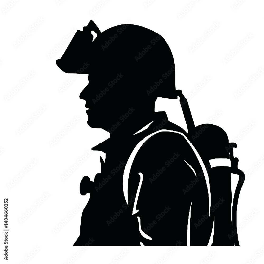 Silhouette of a firefighter Silhouette of a firefighter