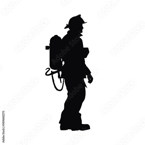 Silhouette of a firefighter