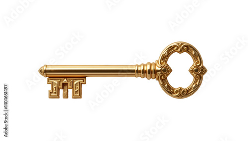 old rusty key with white background 