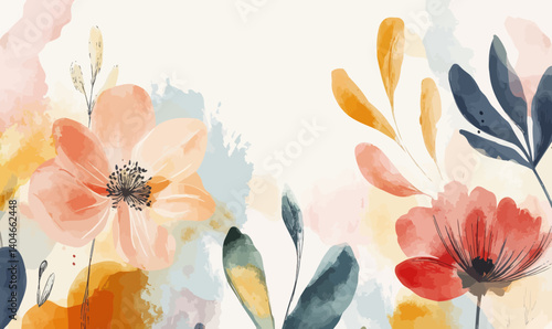 Elegant Watercolor Floral Background Vector for Minimalist Design and Decor