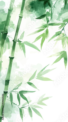 Serene Bamboo Watercolor Vector Art for Nature-Inspired Designs and Decor