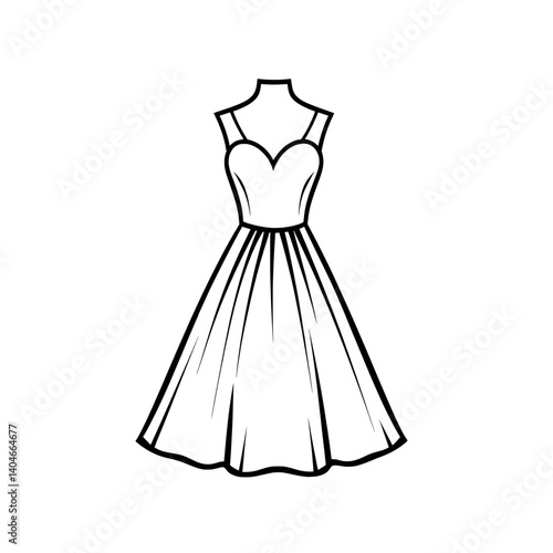 Long gown dress icon representing elegant evening wear and formal women's fashion