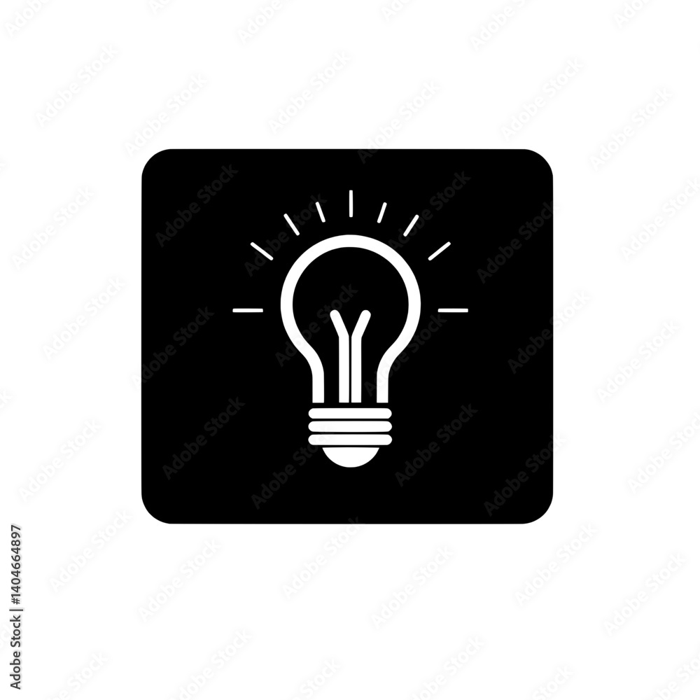Illuminated light bulb icon on black background symbolizing creative thinking and bright ideas Illuminated light bulb icon on black background symbolizing creative thinking and bright ideas