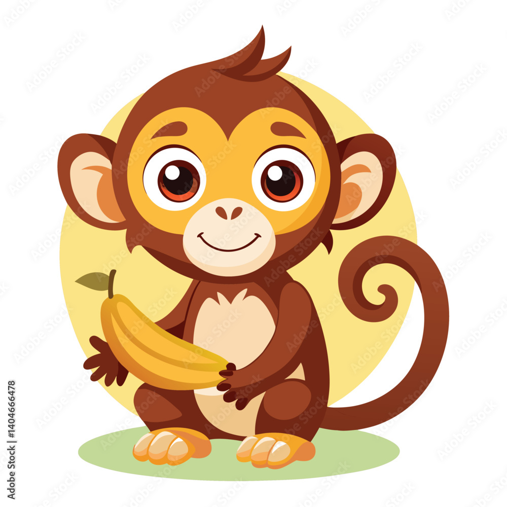 Fototapeta premium monkey with a bananna vector 