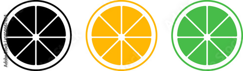 Citrus slices icon set. accompanied by leaves and decorative elements. Lemon Slices Seamless
