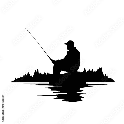 silhouette of a  fisherman   