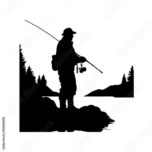 silhouette of a  fisherman   