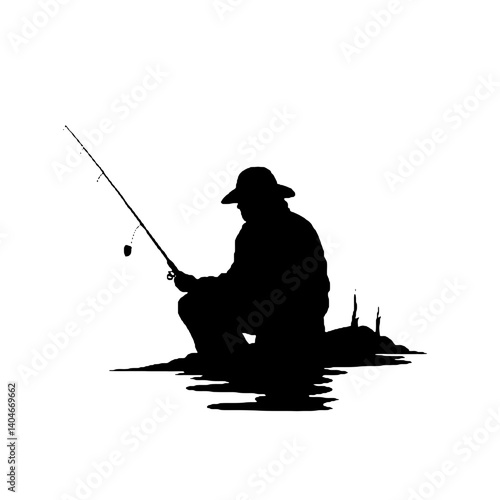 silhouette of a  fisherman   