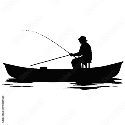 silhouette of a  fisherman   