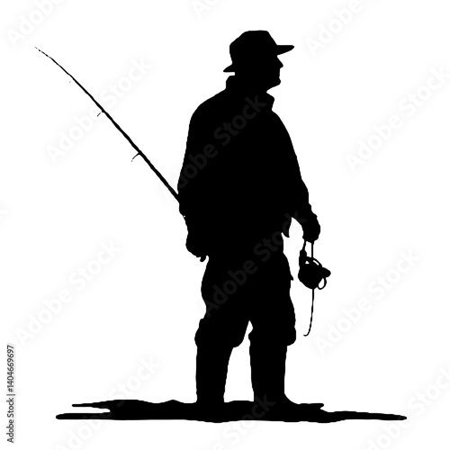 silhouette of a  fisherman   