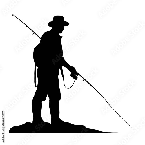 silhouette of a  fisherman   