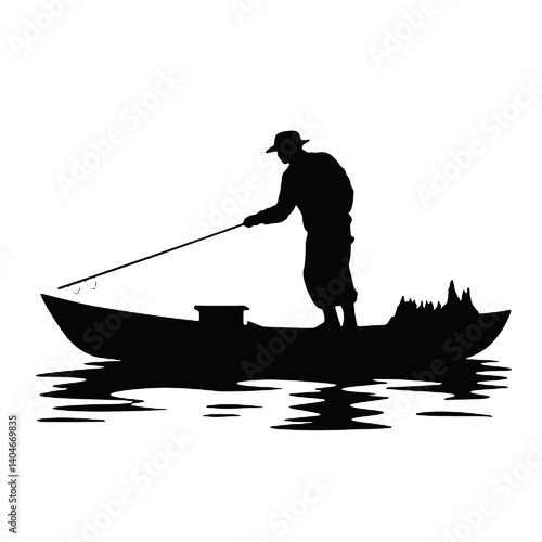 silhouette of a  fisherman   