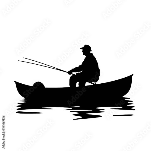 silhouette of a  fisherman   
