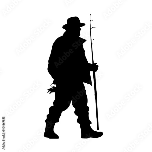 silhouette of a  fisherman   