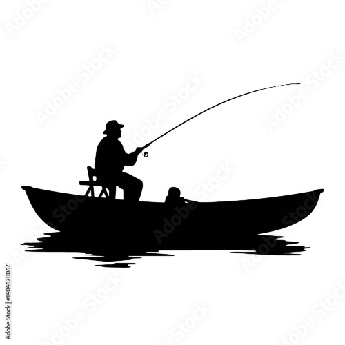 vector silhouette of a fisherman