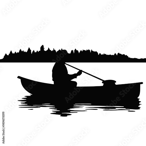 vector silhouette of a fisherman