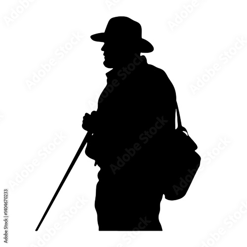 vector silhouette of a fisherman