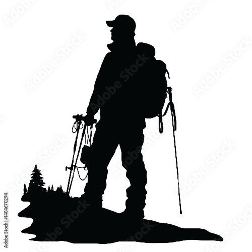 vector silhouette of a fisherman