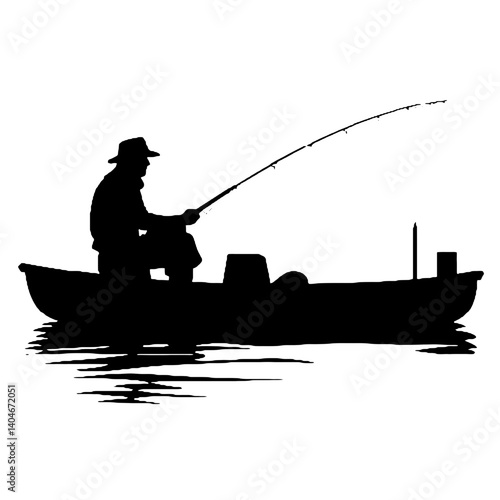  fishing on the fisher man silhouette vector isolated on white background