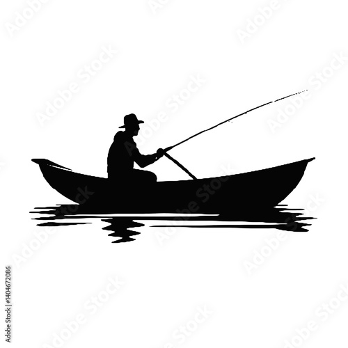  fishing on the fisher man silhouette vector isolated on white background