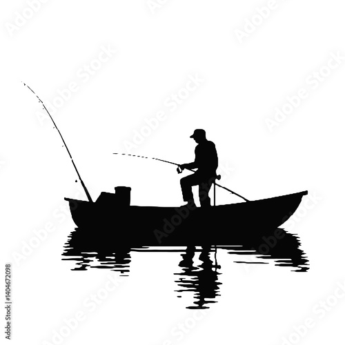  fishing on the fisher man silhouette vector isolated on white background