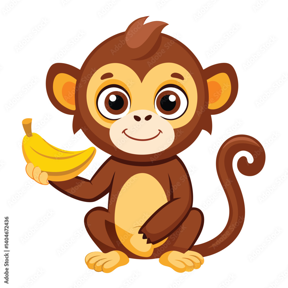 Fototapeta premium monkey with a bananna vector 