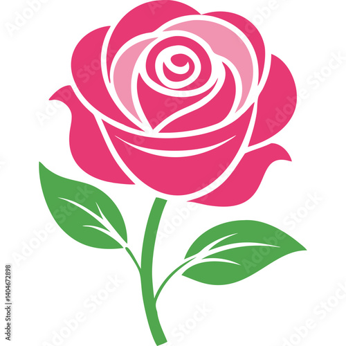 Pink rose flower vector illustration, simple and elegant.
