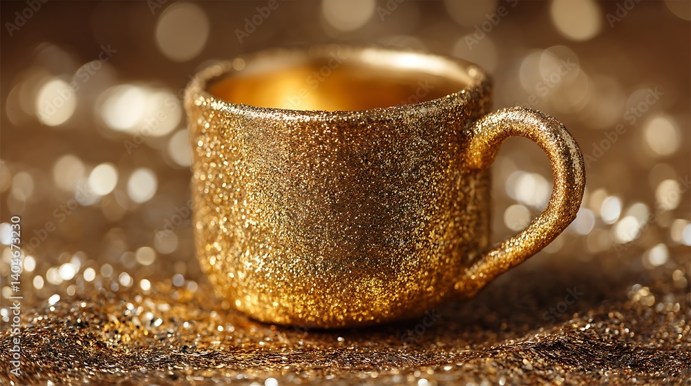 Obraz premium Golden Glitter Coffee Cup.