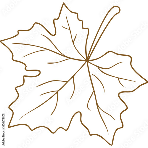 Simple brown line drawing of a single maple leaf.