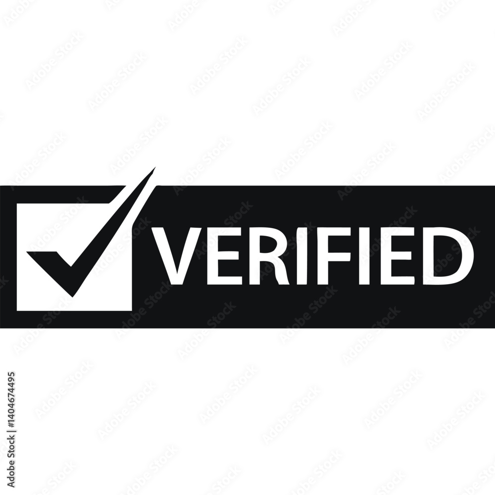 Fototapeta premium Verified black and white checkmark icon badge.