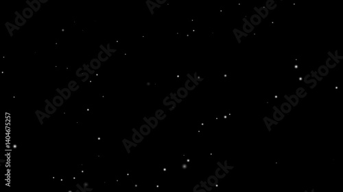Seamless loop snow animation and motion graphics big and small snowflakes and falling snow with black background, snow, star
