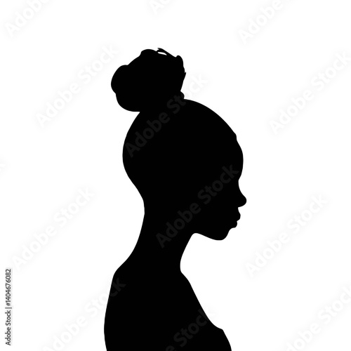 Female fashion hairstyle woman head with haircut   silhouette Vector Icon Design