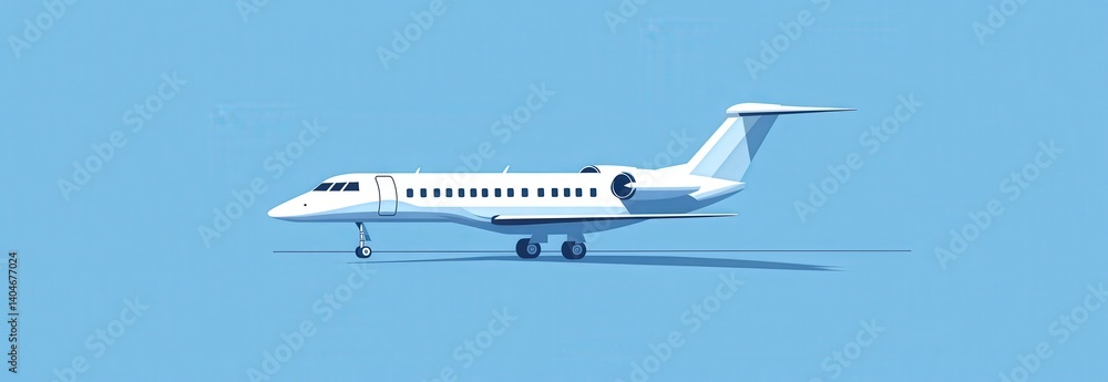 A sleek white airplane is soaring high in the sky against a blue background A sleek white airplane is soaring high in the sky against a blue background