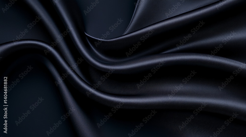 Fototapeta premium Elegant black satin fabric with smooth drapery