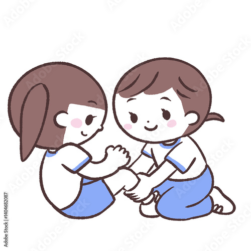 腹筋する女の子イラスト