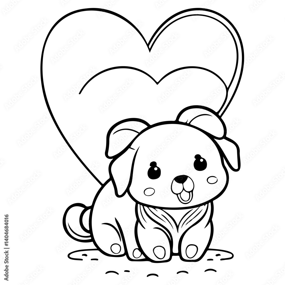 A heartwarming, cute dog with heart coloring book A heartwarming, cute dog with heart coloring book
