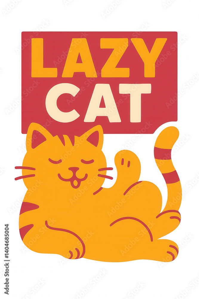Lazy Cat – Lustige Katze Illustration im Retro-Stil, ideal für T-Shirts und Poster